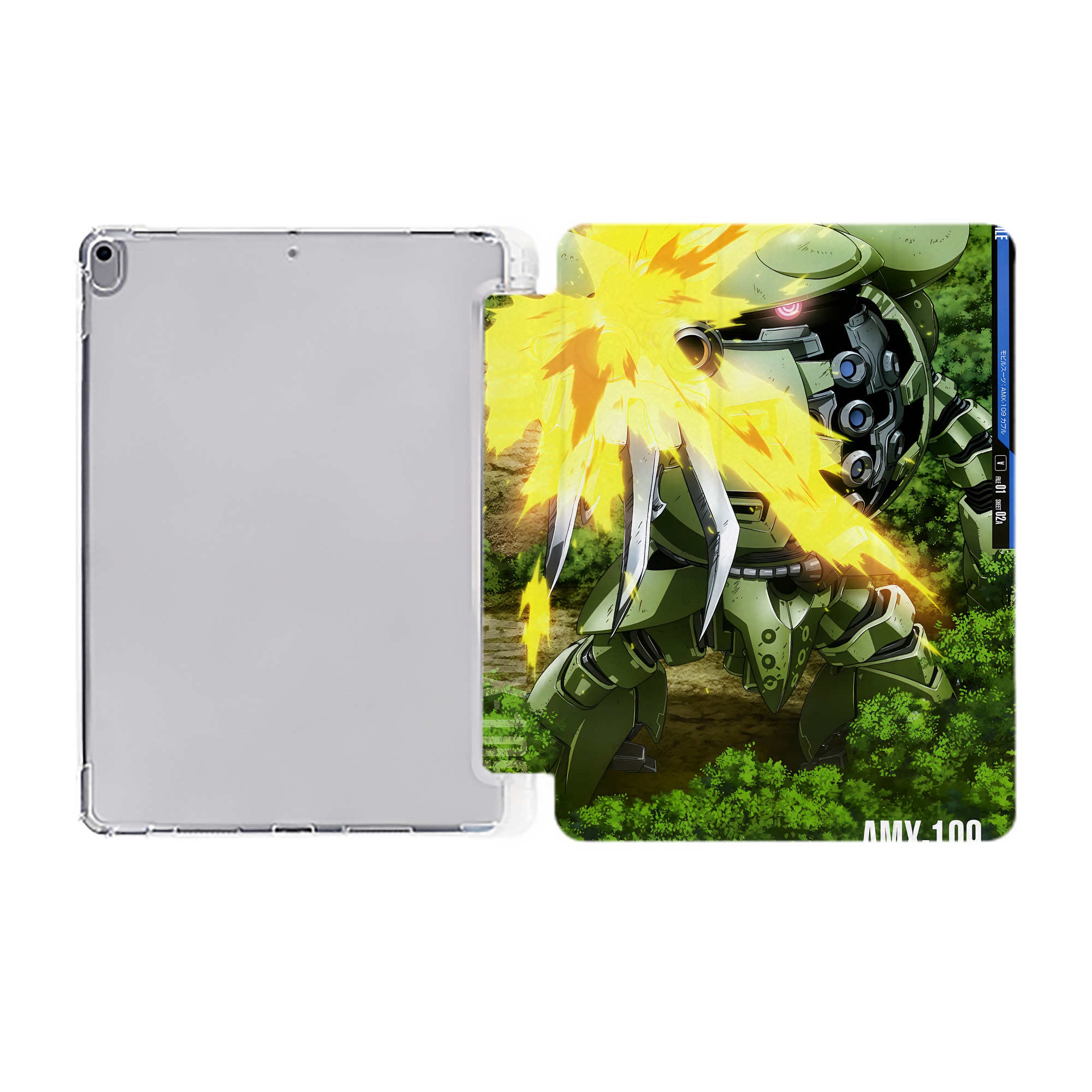 （画像用） 機動戦士ガンダム Mobile Suit Gundam IPad ケース ペン収納付き 三つ折りスタンド PUレザー×シリコン 対応機種9.5/10.5/10.9インチ
